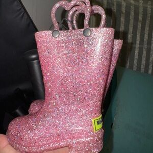 Western Chief Pink Sparkle Kids Rain Boots